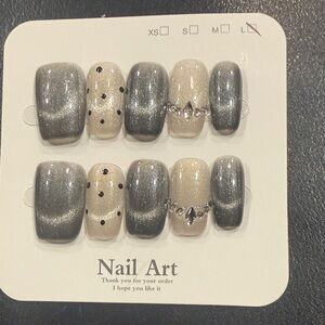Silver and Cream Nail Art Set